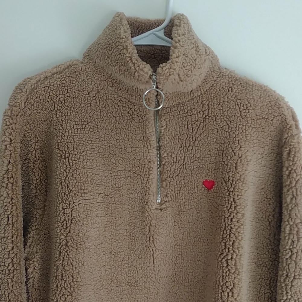 Topshop sherpa quarter zip jacket 12 - Picture 2 of 7